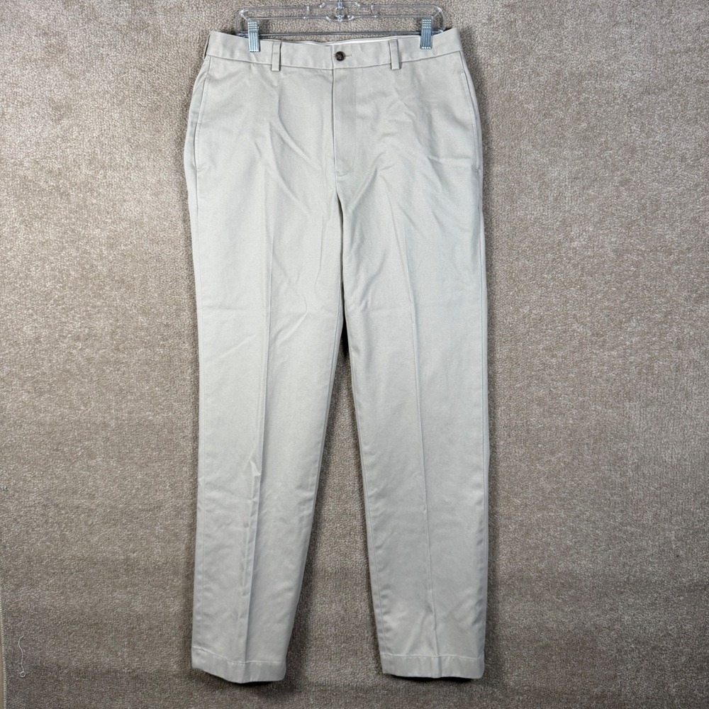 Brooks Brothers Advantage Chinos Clark Mens 34x34 Tan Khaki Flat Front Pants